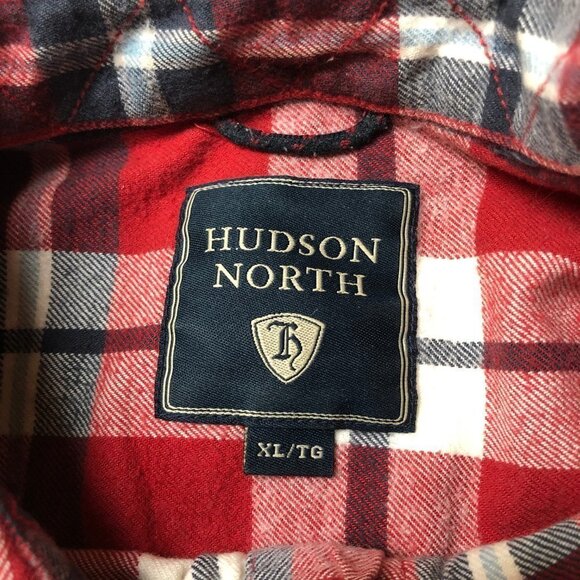 Hudson North Red/Navy Plaid Flannel Button Up Shirt Size XL - Picture 3 of 8